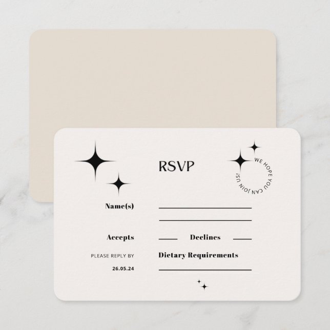 OLIVIA Modern Ivory Celestial RSVP Response Card (Front/Back)