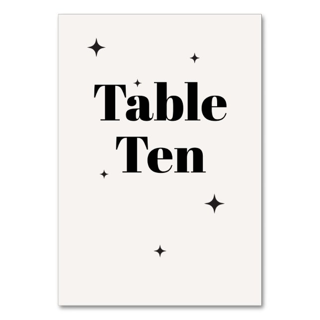 OLIVIA Modern Ivory Celestial Wedding Breakfast Table Number (Front)