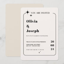 OLIVIA Modern Ivory Celestial Wedding Invitation
