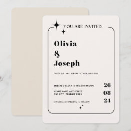 OLIVIA Modern Ivory Celestial Wedding Invitation