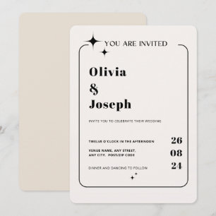 OLIVIA Modern Ivory Celestial Wedding Invitation