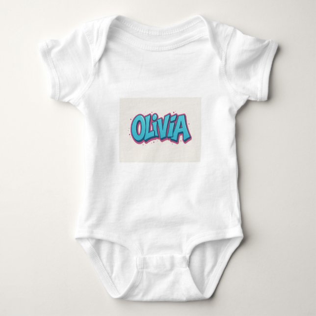 Olivia Name Art Baby Bodysuit (Front)