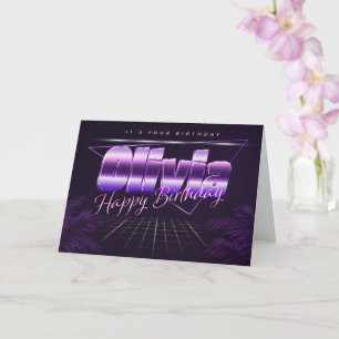 Olivia Name First name lila retro Map Birthday Card