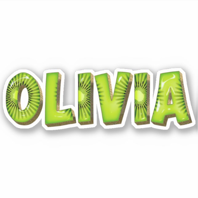 Olivia Name Kiwi Design Sticker (Front)