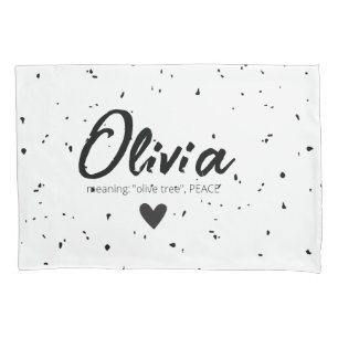 OLIVIA Name Meaning Girls Kids Minimal Black White Pillowcase