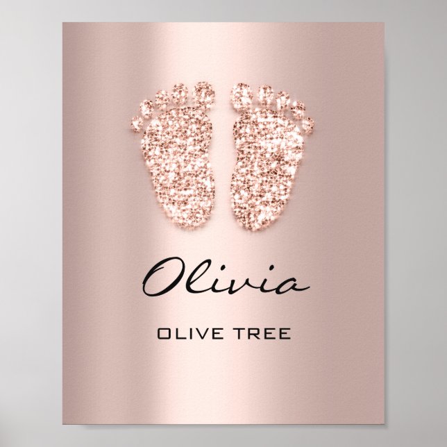 Olivia Name Meaning New Baby Feet Rose Gift Poster (Front)