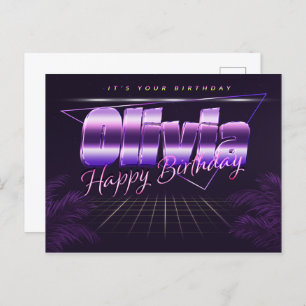 Olivia Name Vorname lila Postkarte Geburtstag Postcard
