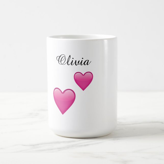 Olivia Personalized Hearts Emoji Mug (Center)