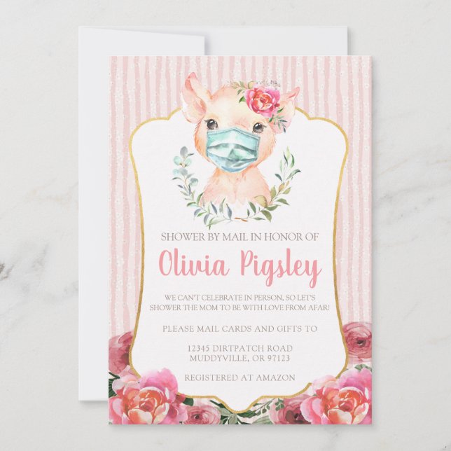 Olivia Pigsley Baby Shower by Mail Invitation (Front)