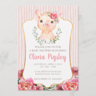 Olivia Pigsley Baby Shower Invitation
