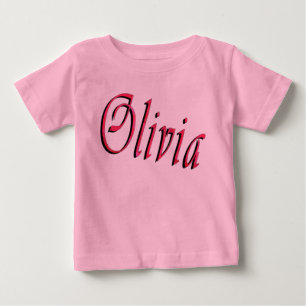 Olivia, Pink Cursive Name Logo, Baby's T-shirt