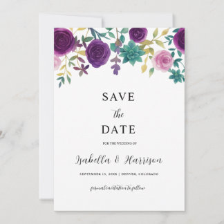 OLIVIA | Purple Floral Save the Date Template