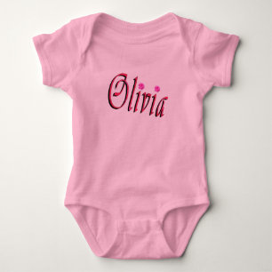 "Olivia" Red And Pink Olivia Name, Baby Bodysuit