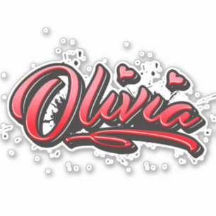 Olivia red Heart Graffiti Sticker