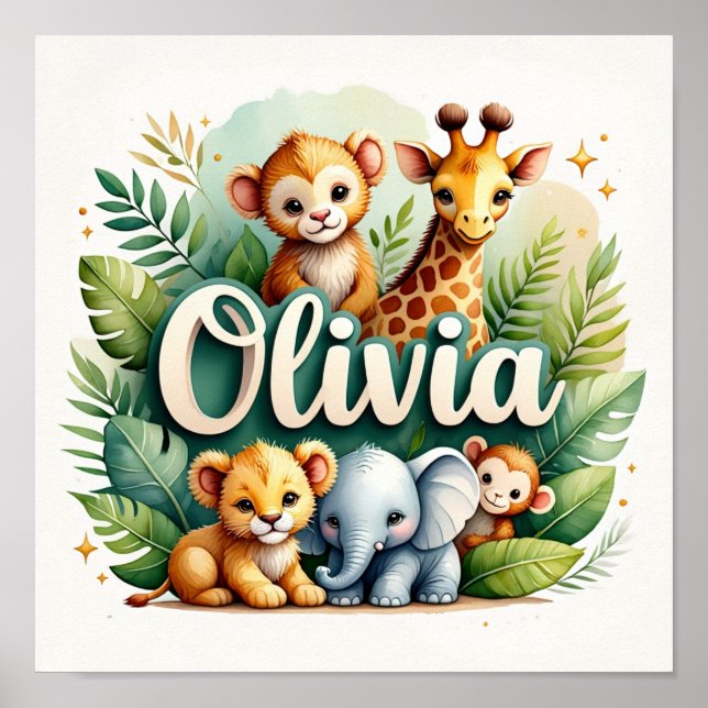 Olivia Safari Nursery Wall Art (Front)