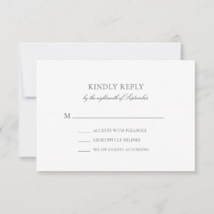 Olivia Simple Grey Minimalist Wedding RSVP Card