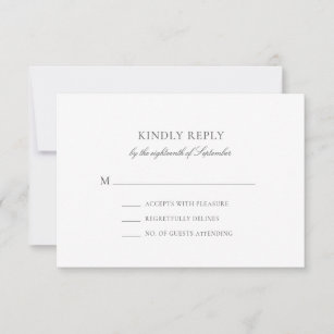 Olivia Simple Grey Minimalist Wedding RSVP Card