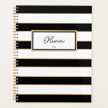 Olivia Stripes Planner in Black and White