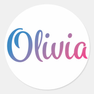 Olivia Stylish Cursive Classic Round Sticker