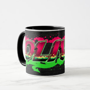 Olivia Vorname Name Graffiti red green Tasse Mug
