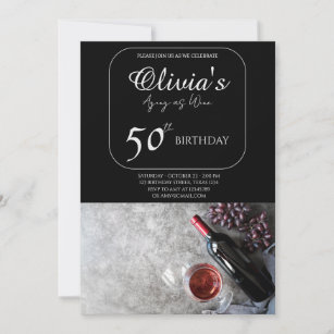 "Olivia's 50th Birthday Bash: Aging Like Fine Wine Invitation