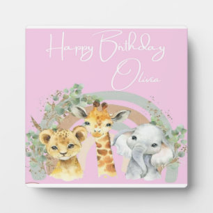  Olivia's Wild Birthday: Watercolor Animal Tableto Plaque