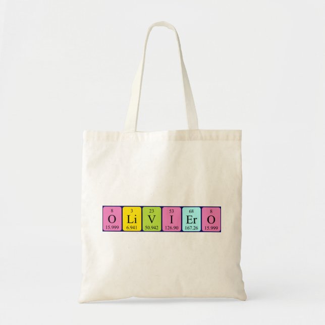 Oliviero periodic table name tote bag (Front)