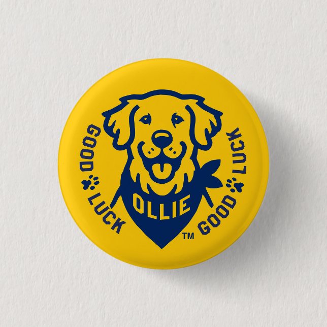 Ollie the Lucky Dog Button Pin (Front)