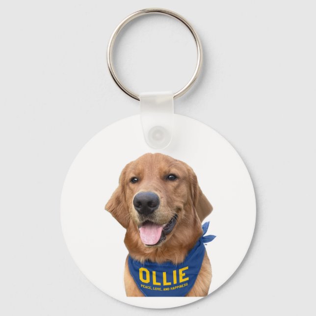 Ollie the Lucky Dog Photo Keychain (Front)