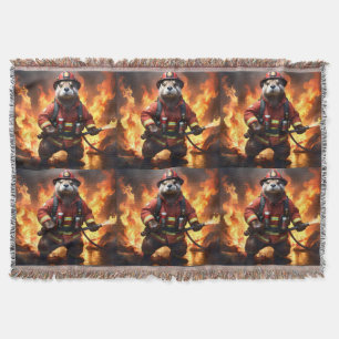 Ollie The Otter Fire Fighter,  Throw Blanket