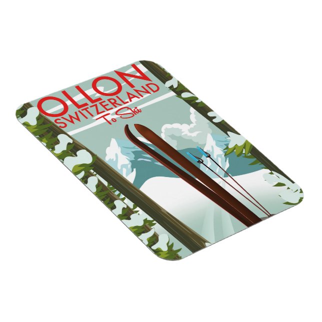 Ollon Switzerland Ski  Magnet (Right Side)