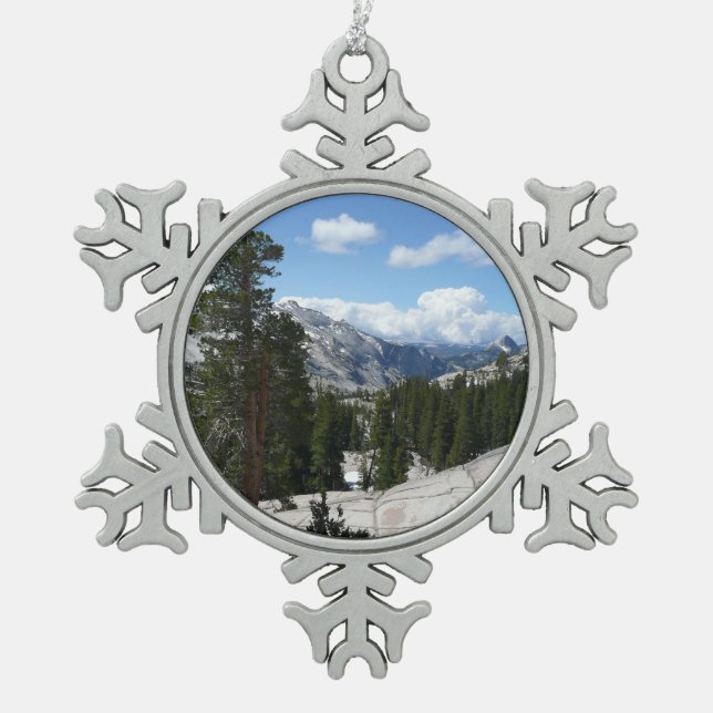 Olmsted Point III in Yosemite National Park Snowflake Pewter Christmas Ornament (Front)