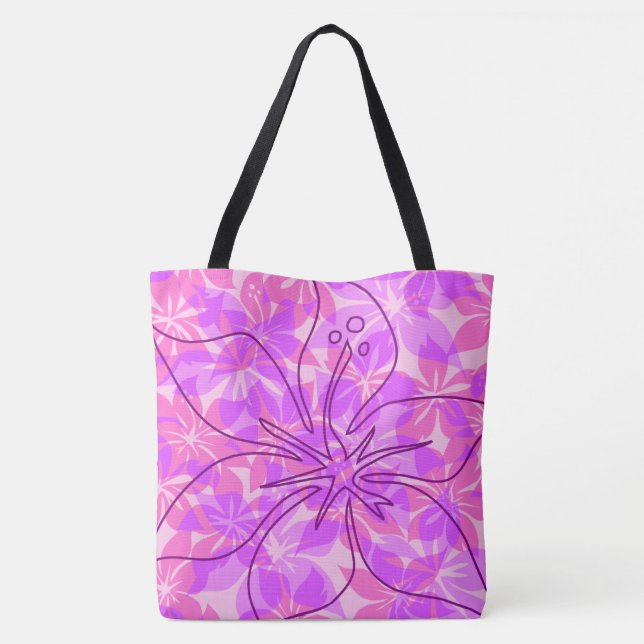 Olowalu Hibiscus Hawaiian Camo Beach Bag (Back)