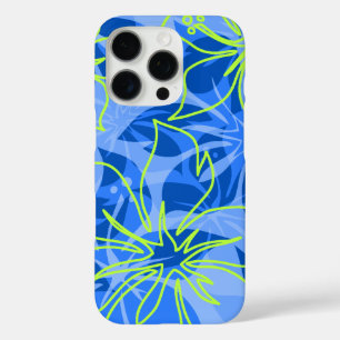 Olowalu Hibiscus Hawaiian Camo Blue iPhone 16 Pro Case