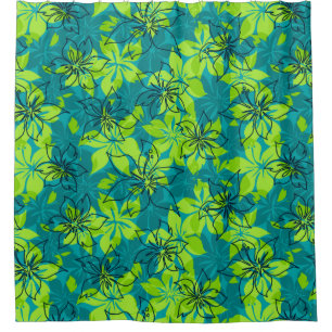 Olowalu Hibiscus Hawaiian Camo Shower Curtain