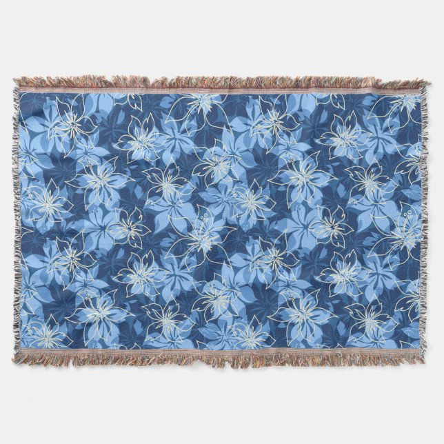 Olowalu Hibiscus Hawaiian Camo Throw Blankets (Front)
