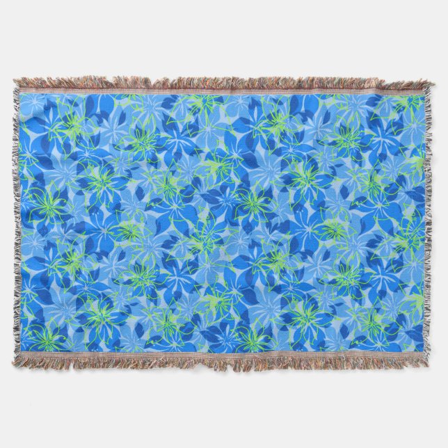 Olowalu Hibiscus Hawaiian Camo Throw Blankets (Front)