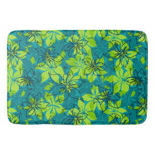 Olowalu Hibiscus Hawaiian Camo Tropical Bath Mat