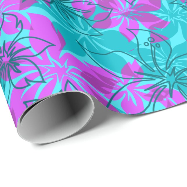 Olowalu Hibiscus Hawaiian Camo Wrapping Paper (Roll Corner)