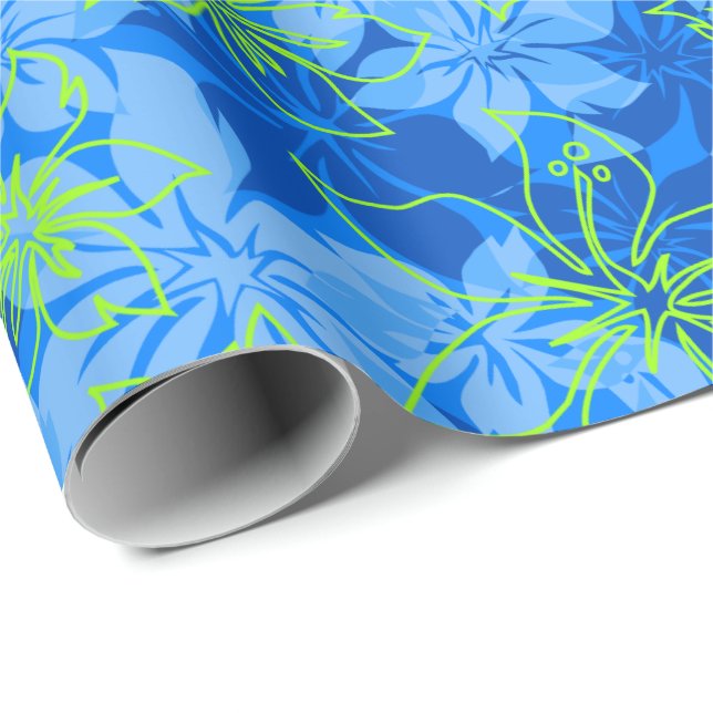Olowalu Hibiscus Hawaiian Camo Wrapping Paper (Roll Corner)