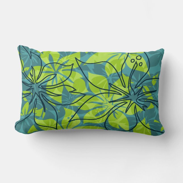 Olowalu Hibiscus Hawaiian ReversibleLumbar Pillows (Front)