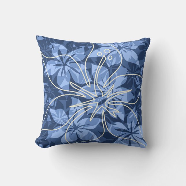 Olowalu Hibiscus Hawaiian ReversibleSquare Pillows (Front)