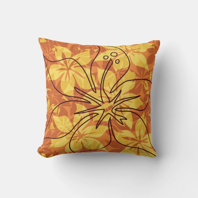 Olowalu Hibiscus Hawaiian ReversibleSquare Pillows (Front)