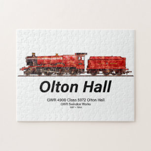 Olton Hall Vintage Steam Train English Locomotive Jigsaw Puzzle