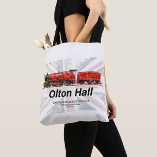 Olton Hall Vintage Steam Train English Locomotive Tote Bag