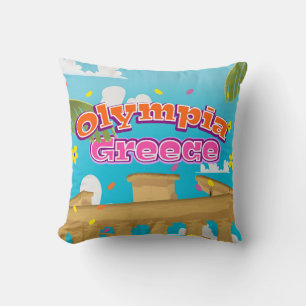 Olympia Greece travel poster. Cushion