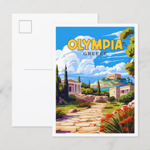 Olympia Greece vintage travel illustration Postcard