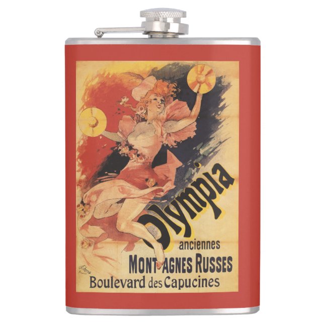 Olympia Nightclub Girl Crashing Cymbals Hip Flask (Front)