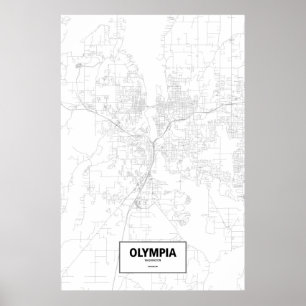 Olympia, Washington (black on white) Poster