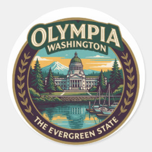Olympia Washington Capital Pacific Northwest  Classic Round Sticker